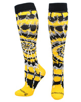 MadSportsStuff socks Black/Gold/White / Large Crazy Tie Dye Socks Over the Calf
