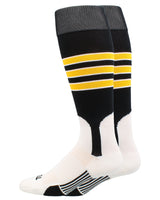 MadSportsStuff socks Black/Gold/White / X-Large Striped Baseball Stirrup Socks Dugout Pattern D