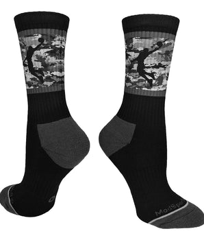 MadSportsStuff socks Black/Graphite Camo / Large Camo Basketball Socks with Player Silhouette