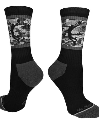 MadSportsStuff socks Black/Graphite Camo / Large Camo Basketball Socks with Player Silhouette