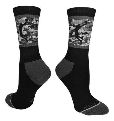 MadSportsStuff socks Black/Graphite Camo / Large Camo Basketball Socks with Player Silhouette
