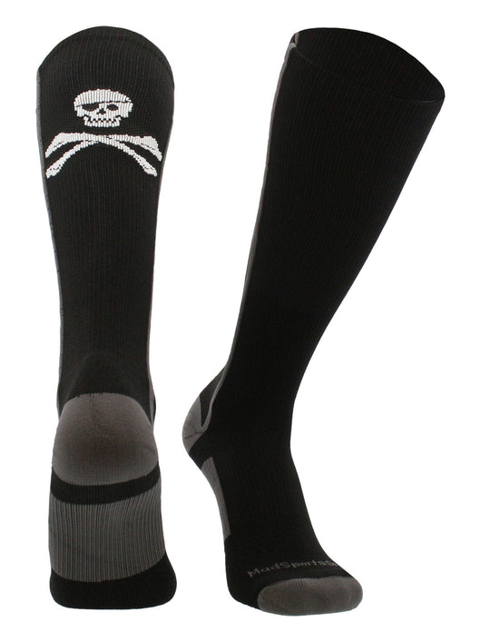 MadSportsStuff socks Black/Graphite / Large Pirate Skull and Crossbones (Jolly Roger) Over the Calf Socks