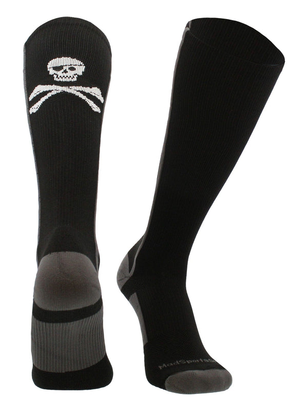 MadSportsStuff socks Black/Graphite / Large Pirate Skull and Crossbones (Jolly Roger) Over the Calf Socks