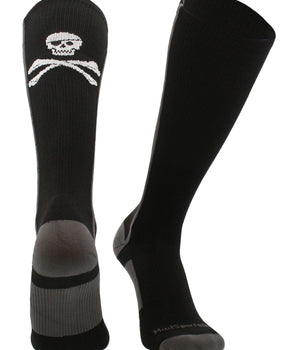 MadSportsStuff socks Black/Graphite / Large Pirate Skull and Crossbones (Jolly Roger) Over the Calf Socks
