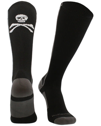 MadSportsStuff socks Black/Graphite / Large Pirate Skull and Crossbones (Jolly Roger) Over the Calf Socks