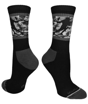 MadSportsStuff socks Black/Graphite / Large Sublimated Lacrosse Player Athletic Crew Socks