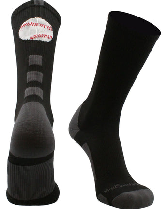 MadSportsStuff socks Black/Graphite / Small Baseball Logo Athletic Crew Socks (multiple colors)