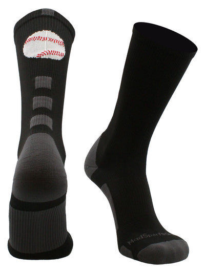 MadSportsStuff socks Black/Graphite / Small Baseball Logo Athletic Crew Socks (multiple colors)
