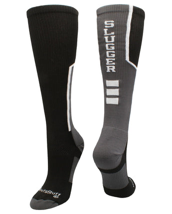 MadSportsStuff socks Black/Graphite/White / Large Slugger Over the Calf Baseball Socks