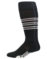 MadSportsStuff socks Black/Graphite/White / Large Striped Baseball Socks Over the Calf Dugout Pattern D