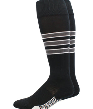 MadSportsStuff socks Black/Graphite/White / Large Striped Baseball Socks Over the Calf Dugout Pattern D
