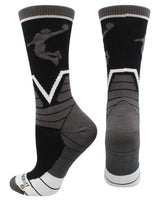 MadSportsStuff socks Black/Graphite/White / Large Victory Basketball Socks with Player in crew length