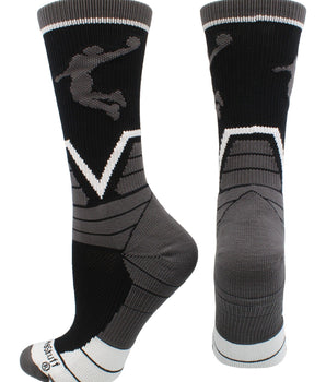 MadSportsStuff socks Black/Graphite/White / Large Victory Basketball Socks with Player in crew length