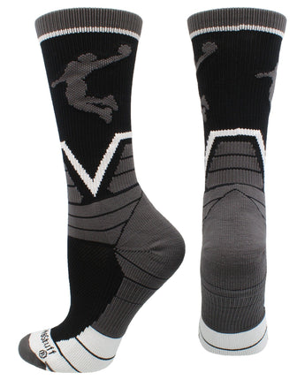 MadSportsStuff socks Black/Graphite/White / Large Victory Basketball Socks with Player in crew length