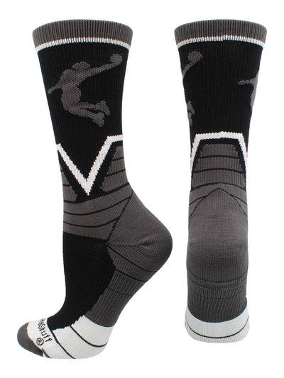 MadSportsStuff socks Black/Graphite/White / Large Victory Basketball Socks with Player in crew length