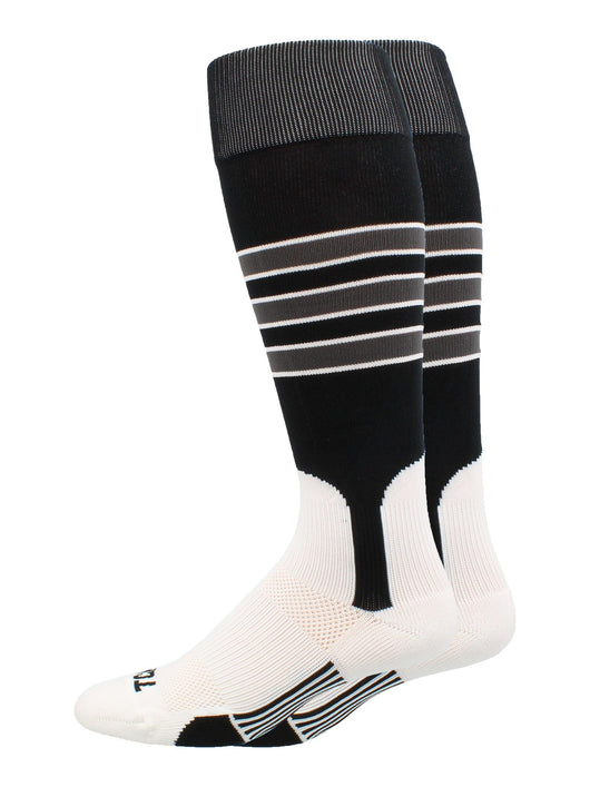 MadSportsStuff socks Black/Graphite/White / Small Striped Baseball Stirrup Socks Dugout Pattern D