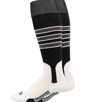 MadSportsStuff socks Black/Graphite/White / Small Striped Baseball Stirrup Socks Dugout Pattern D