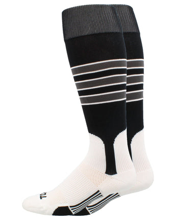 MadSportsStuff socks Black/Graphite/White / Small Striped Baseball Stirrup Socks Dugout Pattern D