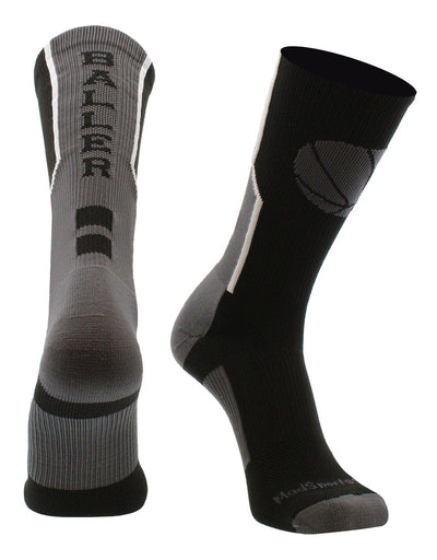 MadSportsStuff socks Black/Graphite / X-Large Baller Basketball Socks with Basketball Logo Crew Length