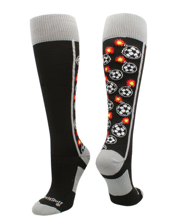 MadSportsStuff socks Black/Grey / Large Bomber Soccer Socks Over the Calf length (multiple colors)