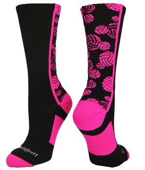 MadSportsStuff socks Black/Hot Pink / Large Crazy Volleyball Logo Crew Socks (multiple colors)