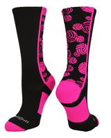 MadSportsStuff socks Black/Hot Pink / Large Crazy Volleyball Logo Crew Socks (multiple colors)