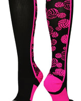 MadSportsStuff socks Black/Hot Pink / Large Crazy Volleyball Logo Over the Calf Socks (multiple colors)