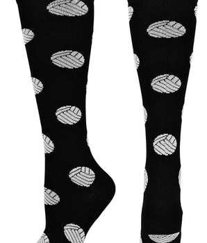 MadSportsStuff socks Black / Medium Volleyball Socks with Volleyball Print Over the Calf