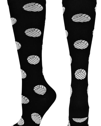 MadSportsStuff socks Black / Medium Volleyball Socks with Volleyball Print Over the Calf