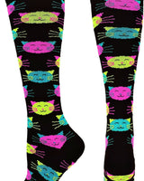 MadSportsStuff socks Black/Neon / Medium Good Kitty Cat Over The Calf Athletic Socks