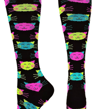 MadSportsStuff socks Black/Neon / Medium Good Kitty Cat Over The Calf Athletic Socks
