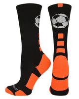 MadSportsStuff socks Black/Neon Orange / Large Soccer Ball Athletic Crew Socks (multiple colors)