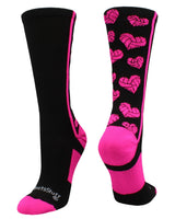MadSportsStuff socks Black/Neon Pink / Large Crazy Love Volleyball Hearts Crew Socks