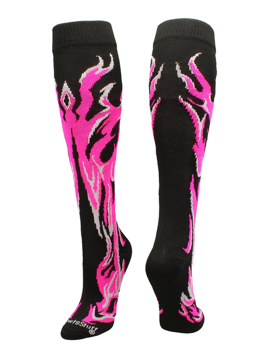 MadSportsStuff socks Black/Neon Pink/Pale Pink / Medium Flame Socks Athletic Over the Calf Socks (multiple colors)