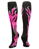 MadSportsStuff socks Black/Neon Pink/Pale Pink / Medium Flame Socks Athletic Over the Calf Socks (multiple colors)