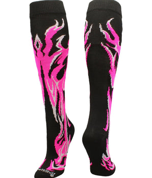MadSportsStuff socks Black/Neon Pink/Pale Pink / Medium Flame Socks Athletic Over the Calf Socks (multiple colors)