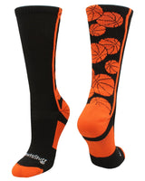 MadSportsStuff socks Black/Orange / Large Crazy Basketball Logo Crew Socks (multiple colors)