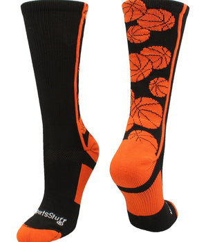 MadSportsStuff socks Black/Orange / Large Crazy Basketball Logo Crew Socks (multiple colors)