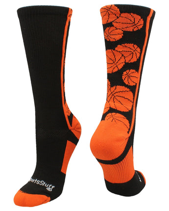 MadSportsStuff socks Black/Orange / Large Crazy Basketball Logo Crew Socks (multiple colors)