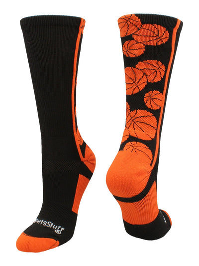 MadSportsStuff socks Black/Orange / Large Crazy Basketball Logo Crew Socks (multiple colors)
