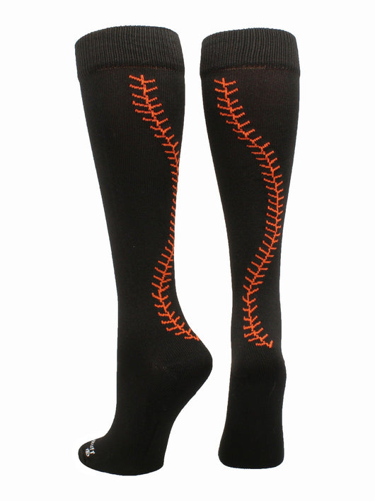 MadSportsStuff socks Black/Orange / Small Softball Socks with Stitches Over the Calf (multiple colors)