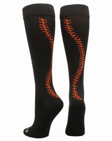 MadSportsStuff socks Black/Orange / Small Softball Socks with Stitches Over the Calf (multiple colors)