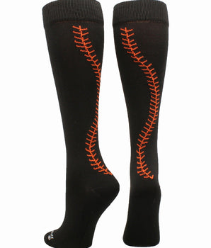 MadSportsStuff socks Black/Orange / Small Softball Socks with Stitches Over the Calf (multiple colors)