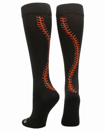 MadSportsStuff socks Black/Orange / Small Softball Socks with Stitches Over the Calf (multiple colors)