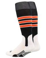 MadSportsStuff socks Black/Orange/White / Large Striped Baseball Stirrup Socks Dugout Pattern D