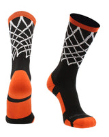 MadSportsStuff socks Black/Orange / X-Large Elite Basketball Socks with Net Crew length - made in the USA