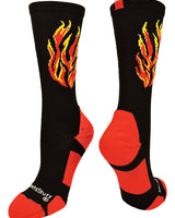MadSportsStuff socks Black/Red/Gold / Large Flame Athletic Crew Socks (multiple colors)
