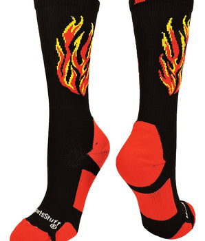 MadSportsStuff socks Black/Red/Gold / Large Flame Athletic Crew Socks (multiple colors)