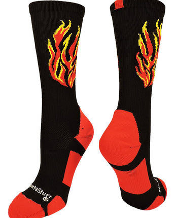 MadSportsStuff socks Black/Red/Gold / Large Flame Athletic Crew Socks (multiple colors)