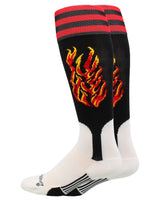 MadSportsStuff socks Black/Red/Gold / Large Flame Baseball Stirrup Socks